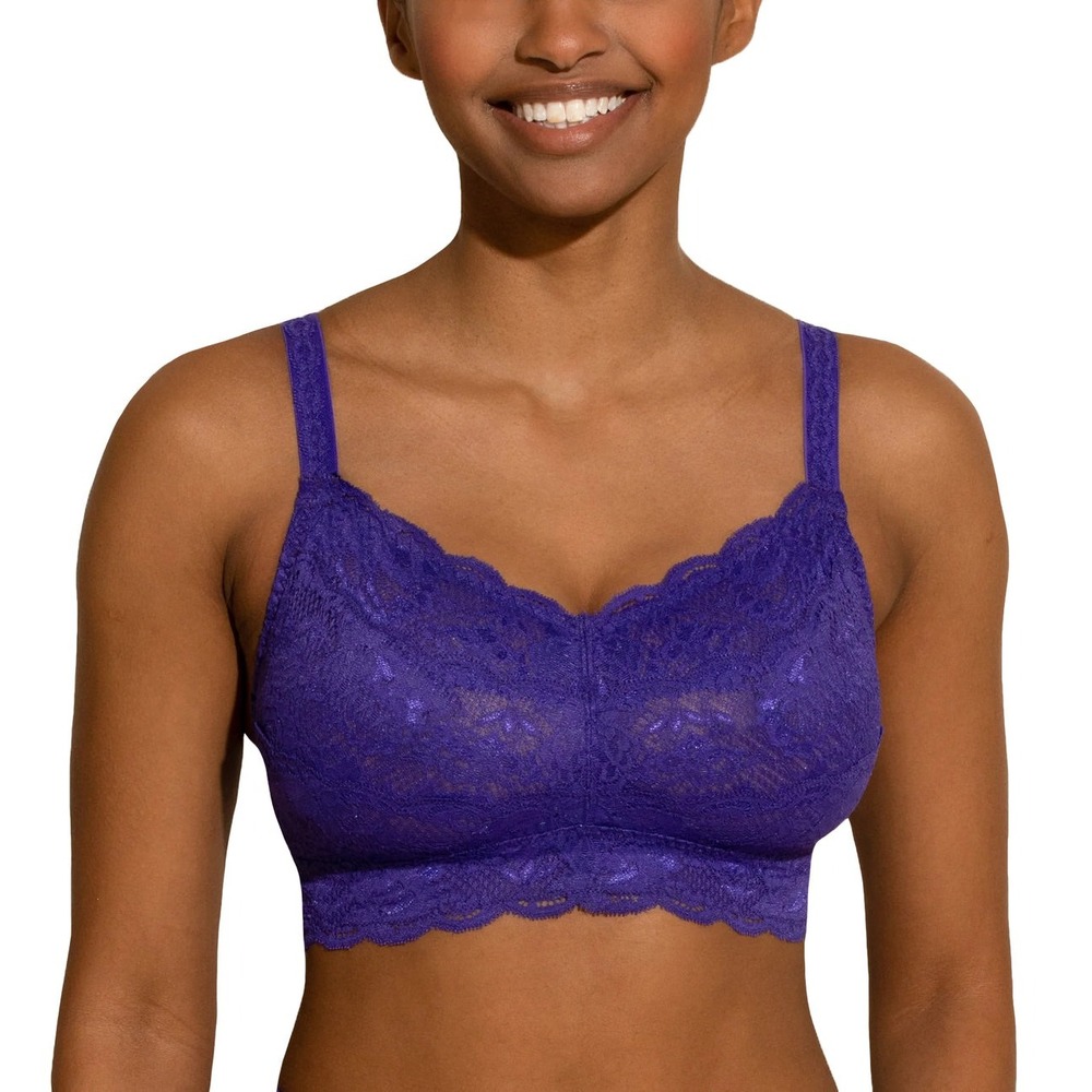 Cosabella Never Say Never Curvy Racie Bralette Purple Floral Lace Wireless XL